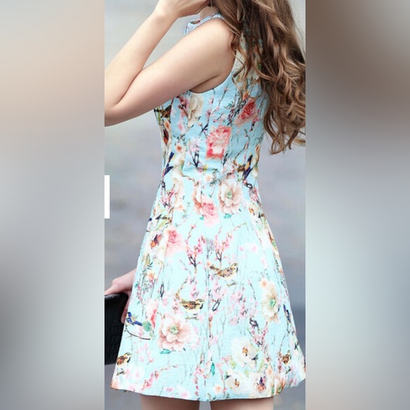 Midasen Pastel Winery Fit&Flare Floral Mini Dress SZ M - Picture 2 of 14